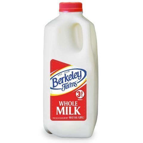 BERKELEY FARMS WHOLE MILK HALF GAL