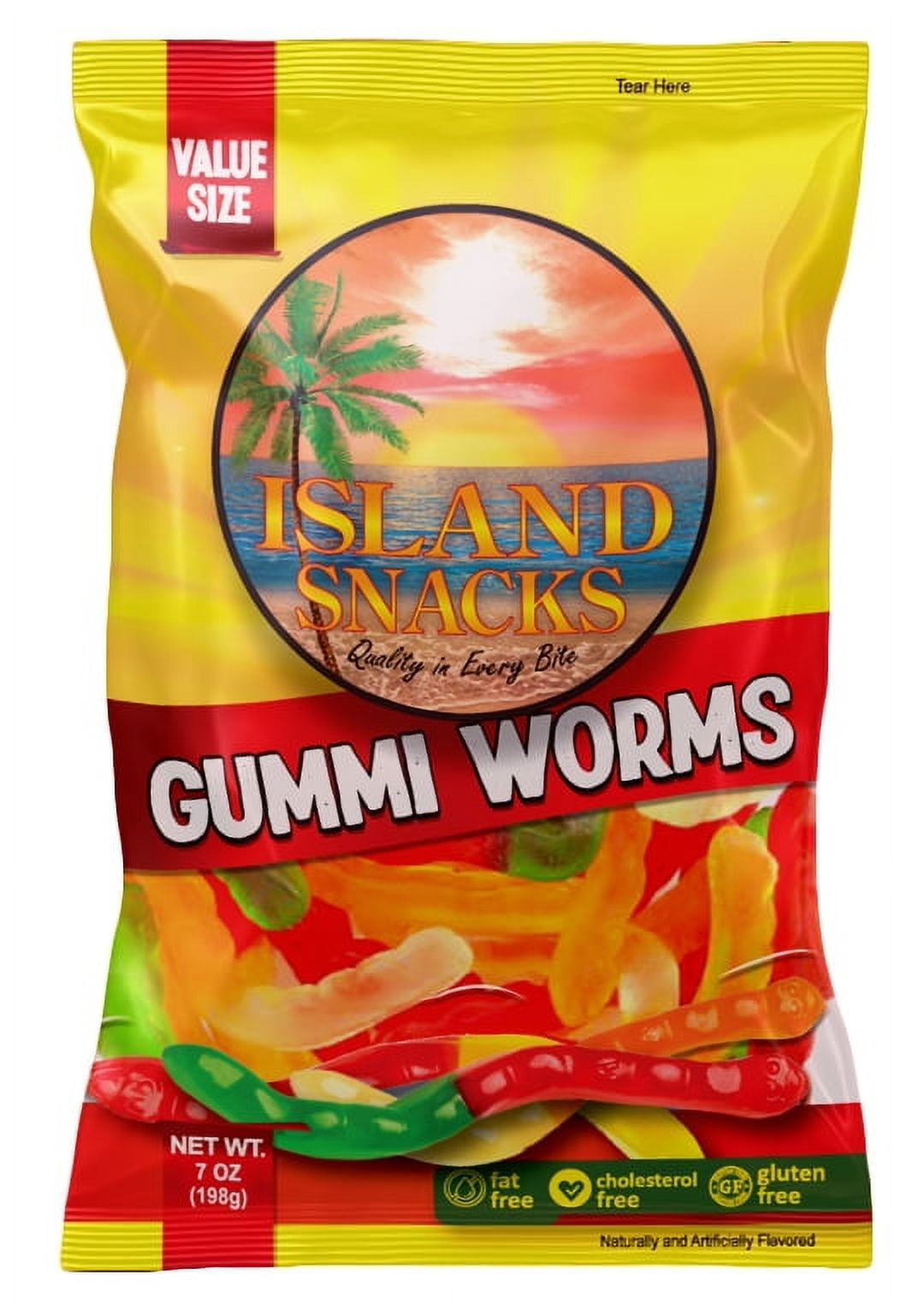 ISLAND SNACKS GUMMI WORMS 7OZ