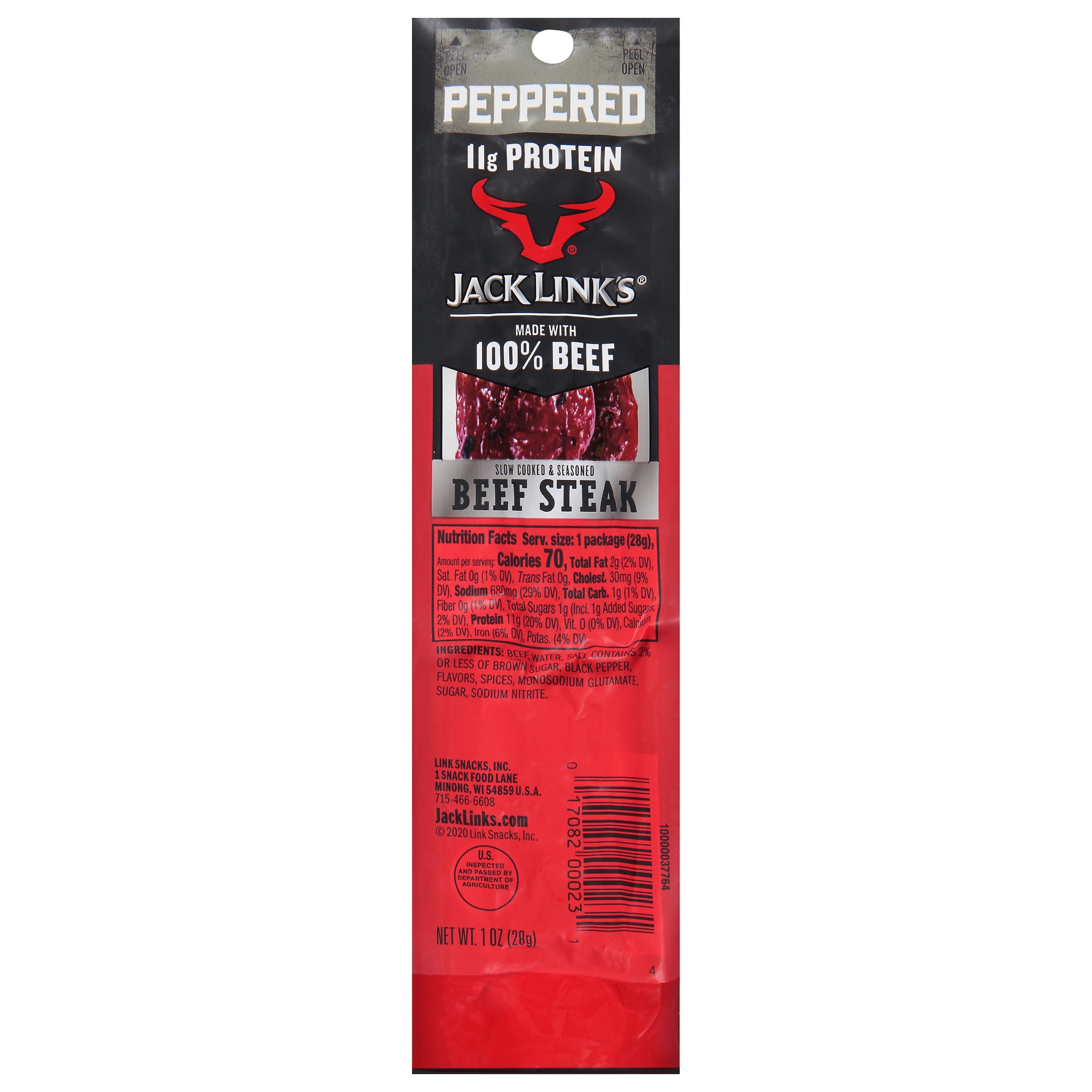 JACK LINKS BEEF STEAK PEPPERED 1OZ