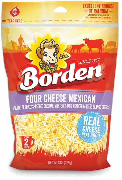 BORDEN FOUR CHEESE MEXICAN SHREDDED 8OZ