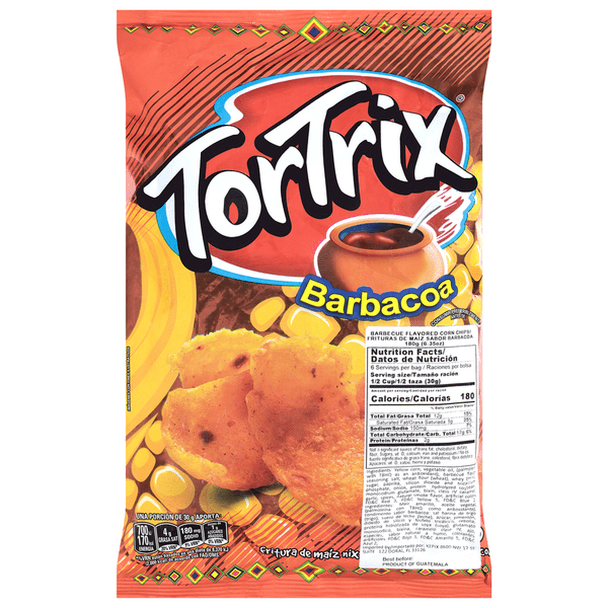 TORTRIX BBQ FLAVORED CORN CHIPS 6.3OZ