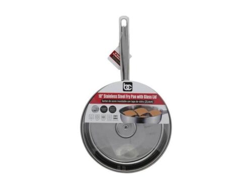 Bene Casa 10" Stainless Steel Fry Pan with Glass Lid (1 pan)