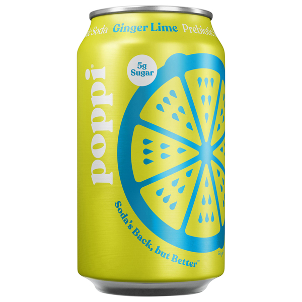 POPPI PREBIOTIC SODA GINGER LIME 12OZ