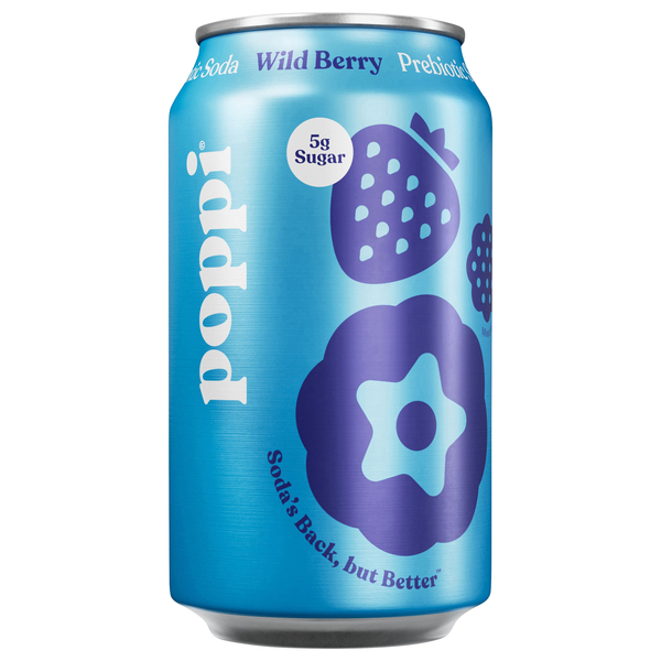 POPPI PREBIOTIC SODA WILD BERRY 12OZ