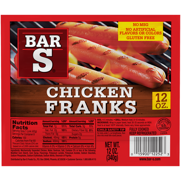 BAR S FRANKS CHICKEN 12OZ