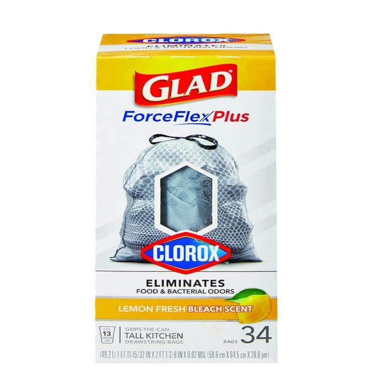 GLAD GARBAGE BAGS FORCE FLEX LEMON SCENT 13GAL 34P