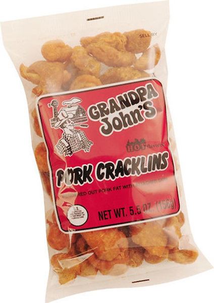 GRANDPA JOHNS HOT PORK CRACKLINS 5OZ