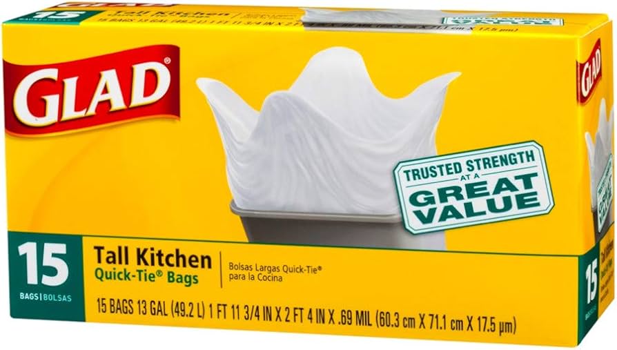GLAD TALL KITCHEN QUICK TIE BAGS 15P