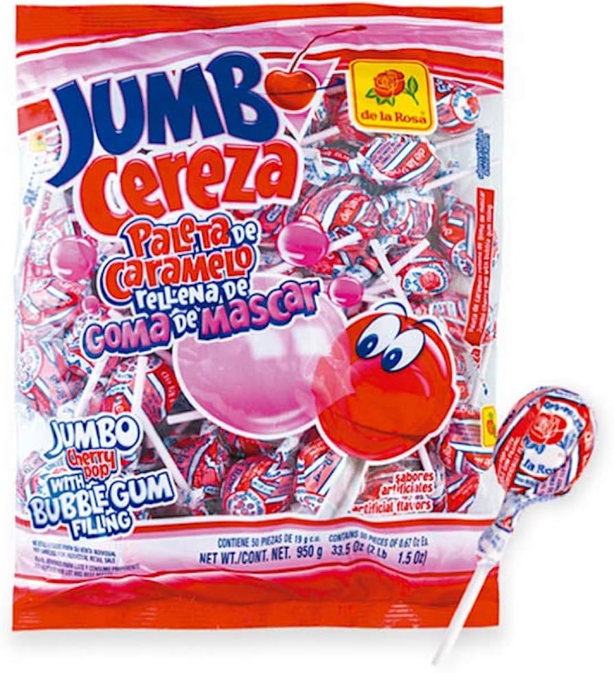 DE LA ROSA JUMBO CHERRY LOLLIPOPS 33.5OZ