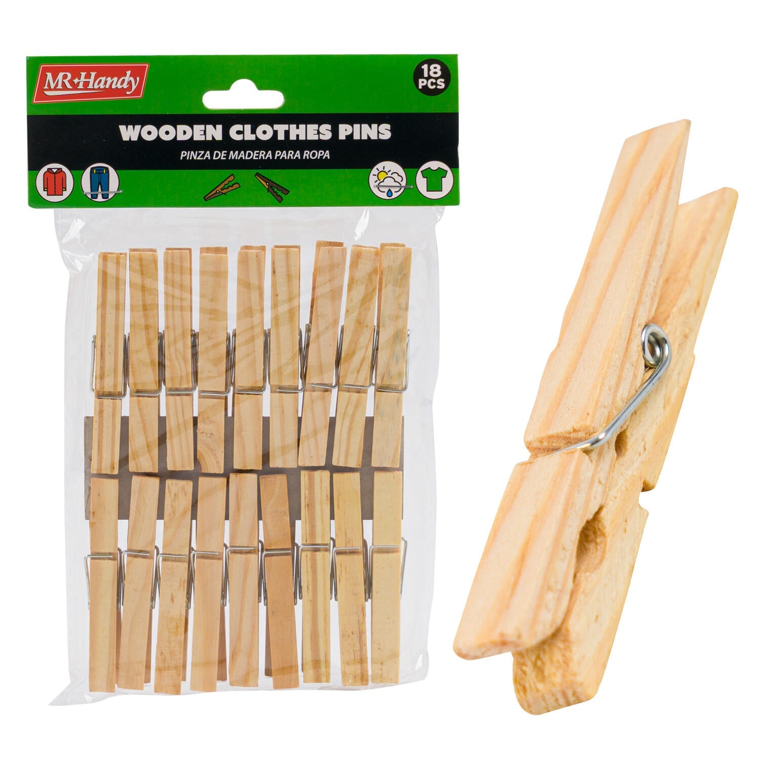 MR HANDY WOODEN CLOTHES PINS 36P