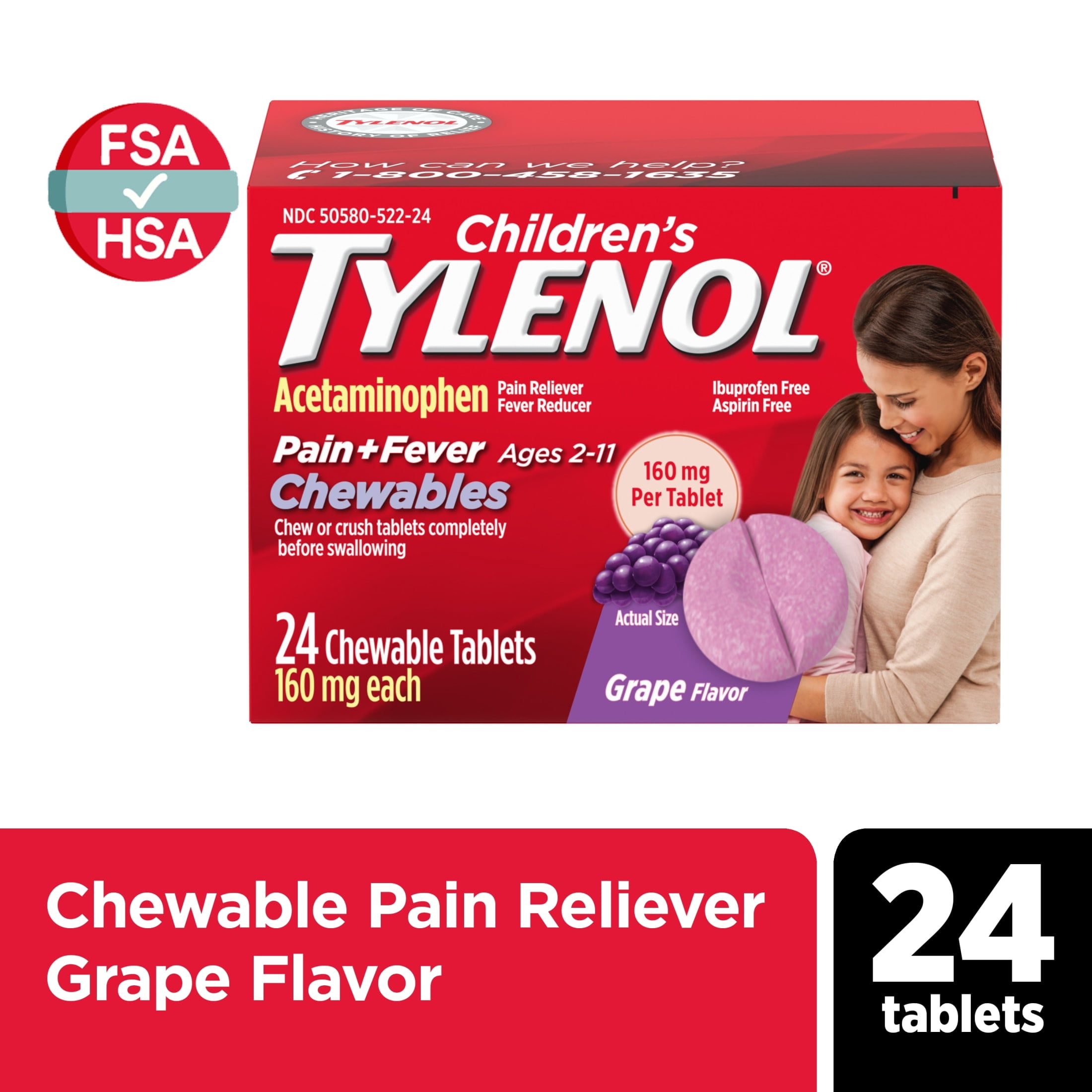 TYLENOL CHILDRENS CHEWABLES GRAPE 24P