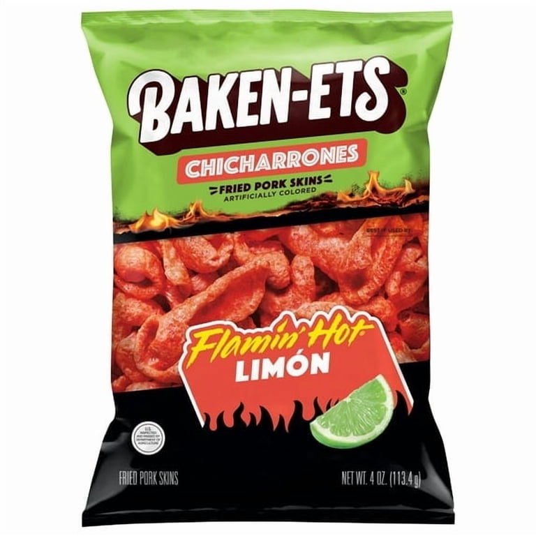 BAKEN-ETS CHICHARRONES FLAMIN HOT LIMON 4OZ