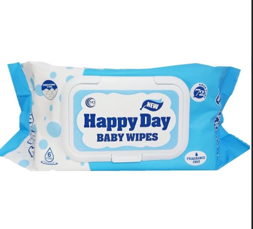 HAPPY DAY BABY WIPES BLUE 72P