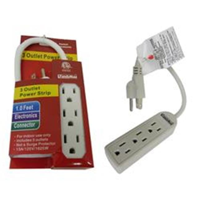 FAMILY MAID 3 OUTLET POWER STRIP 1FT