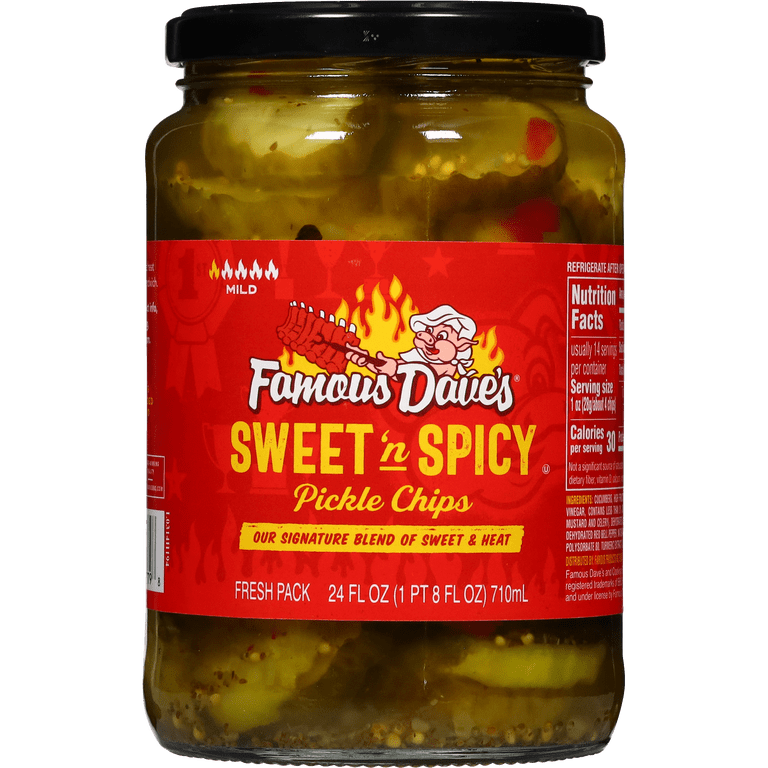FAMOUS DAVES PICKLE CHIPS SWEET N SPICY 24OZ