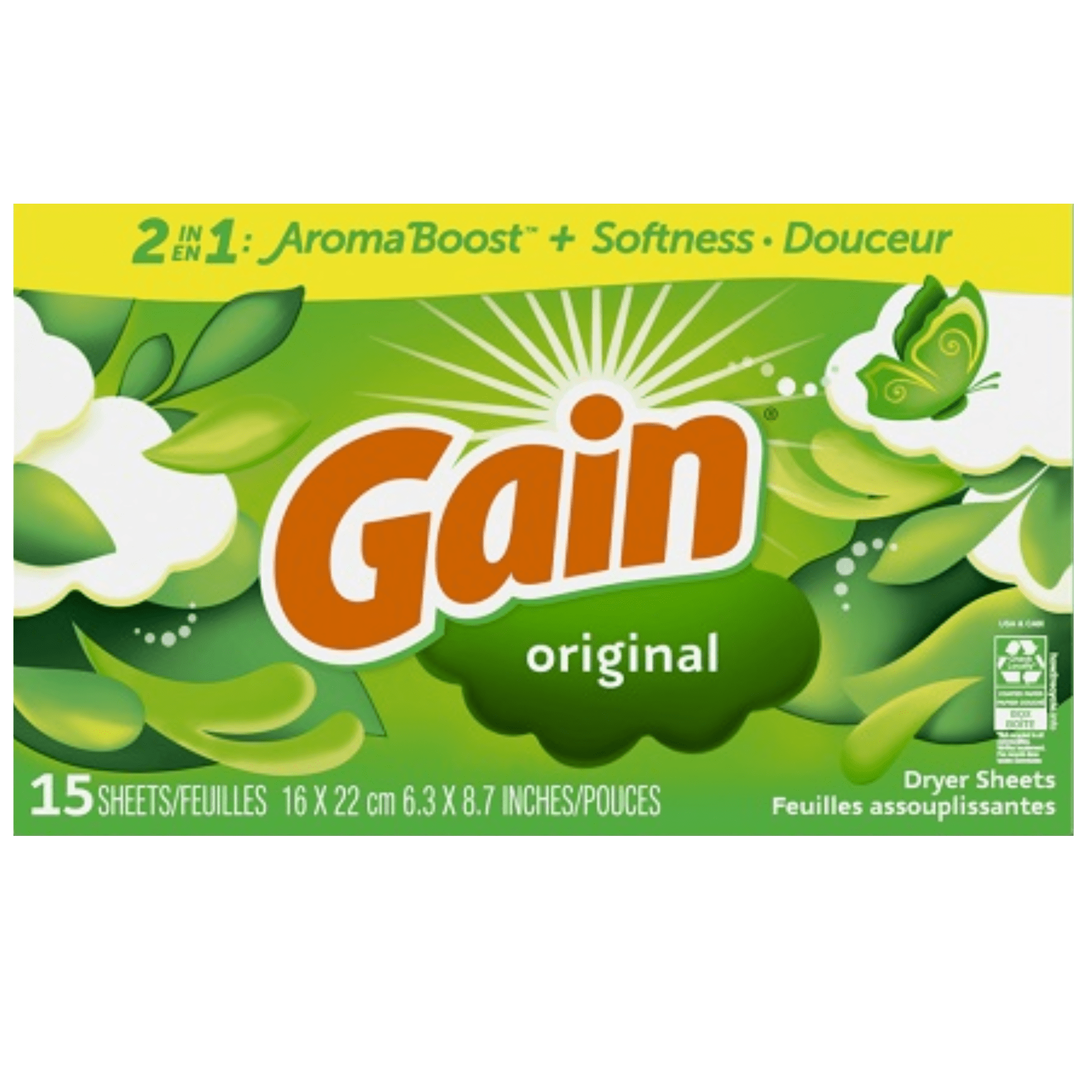 GAIN FABRIC SOFTENER SHEETS 15P