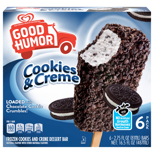 GOOD HUMOR COOKIES & CREME BARS 6P
