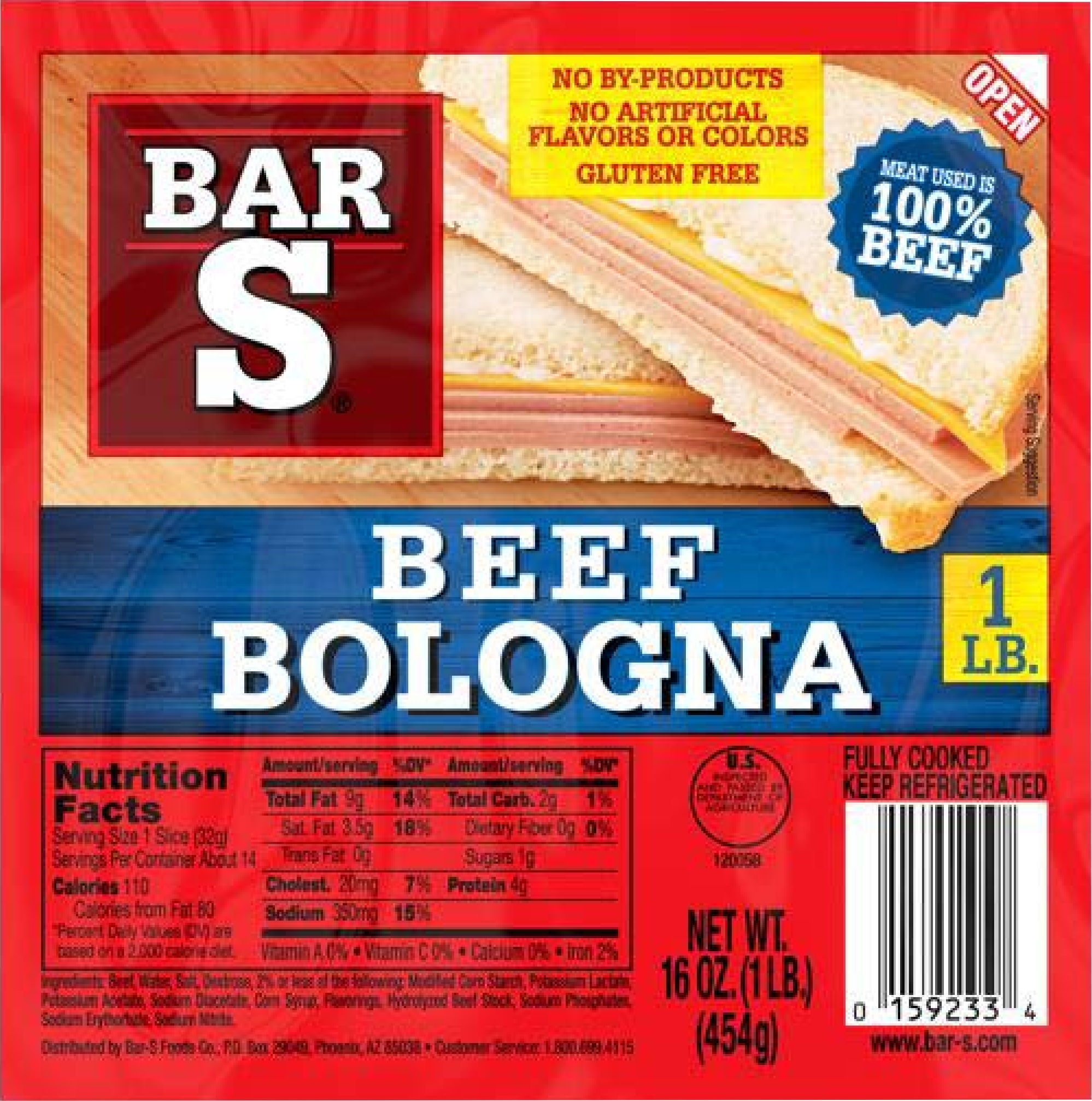 BAR S BEEF BOLOGNA 16OZ