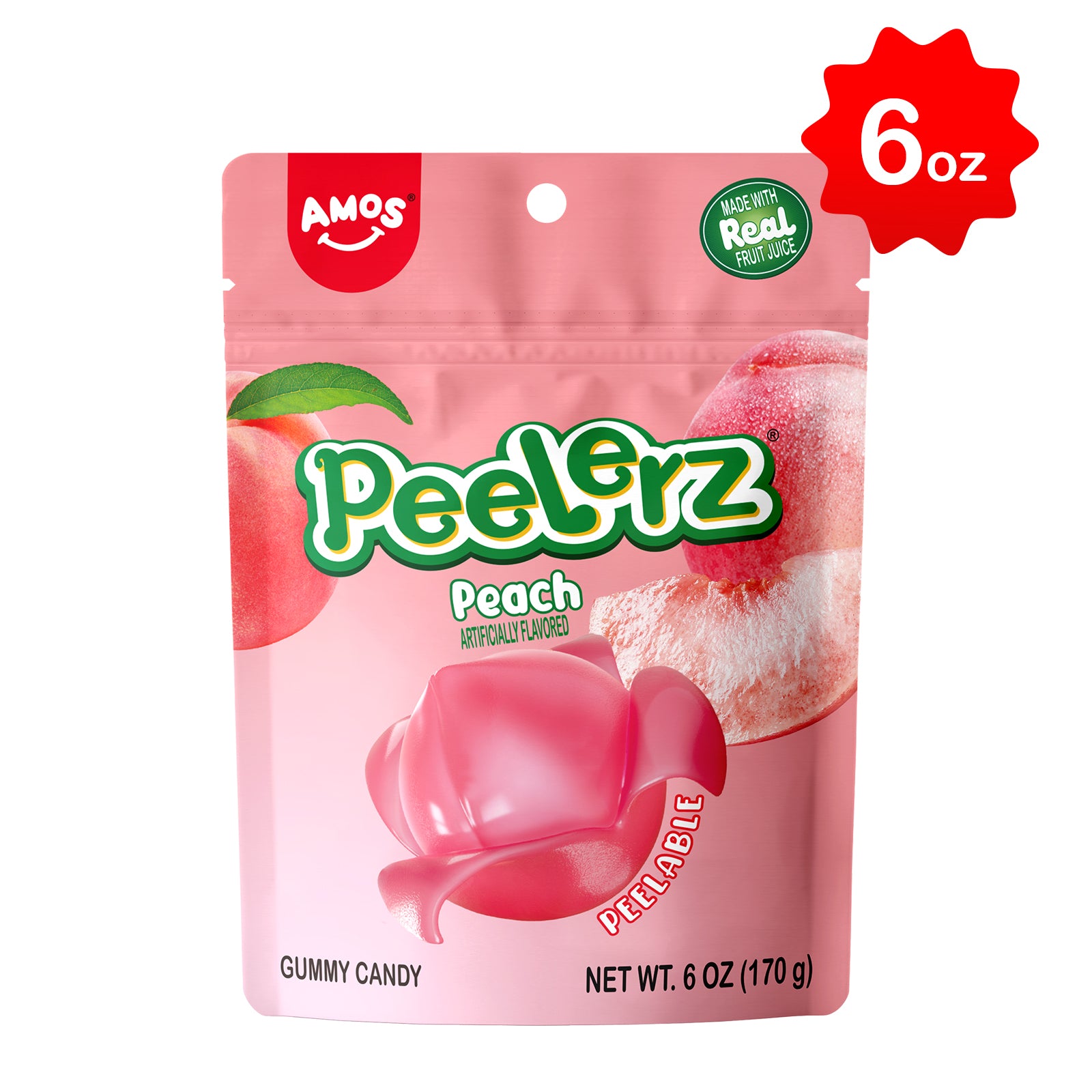 AMOS PEELERZ GUMMY PEACH 6OZ