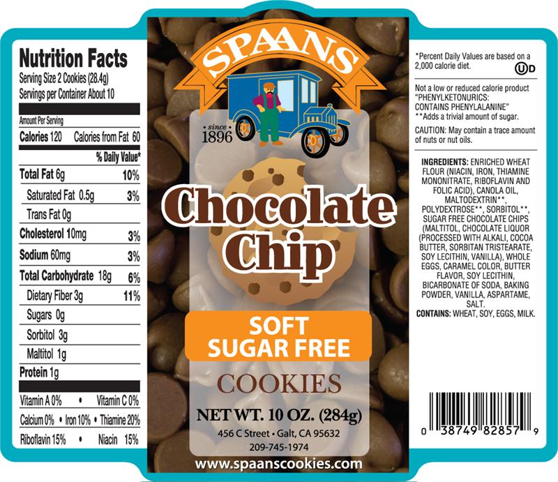 SPAANS SOFT SUGAR FREE CHOCOLATE CHIP