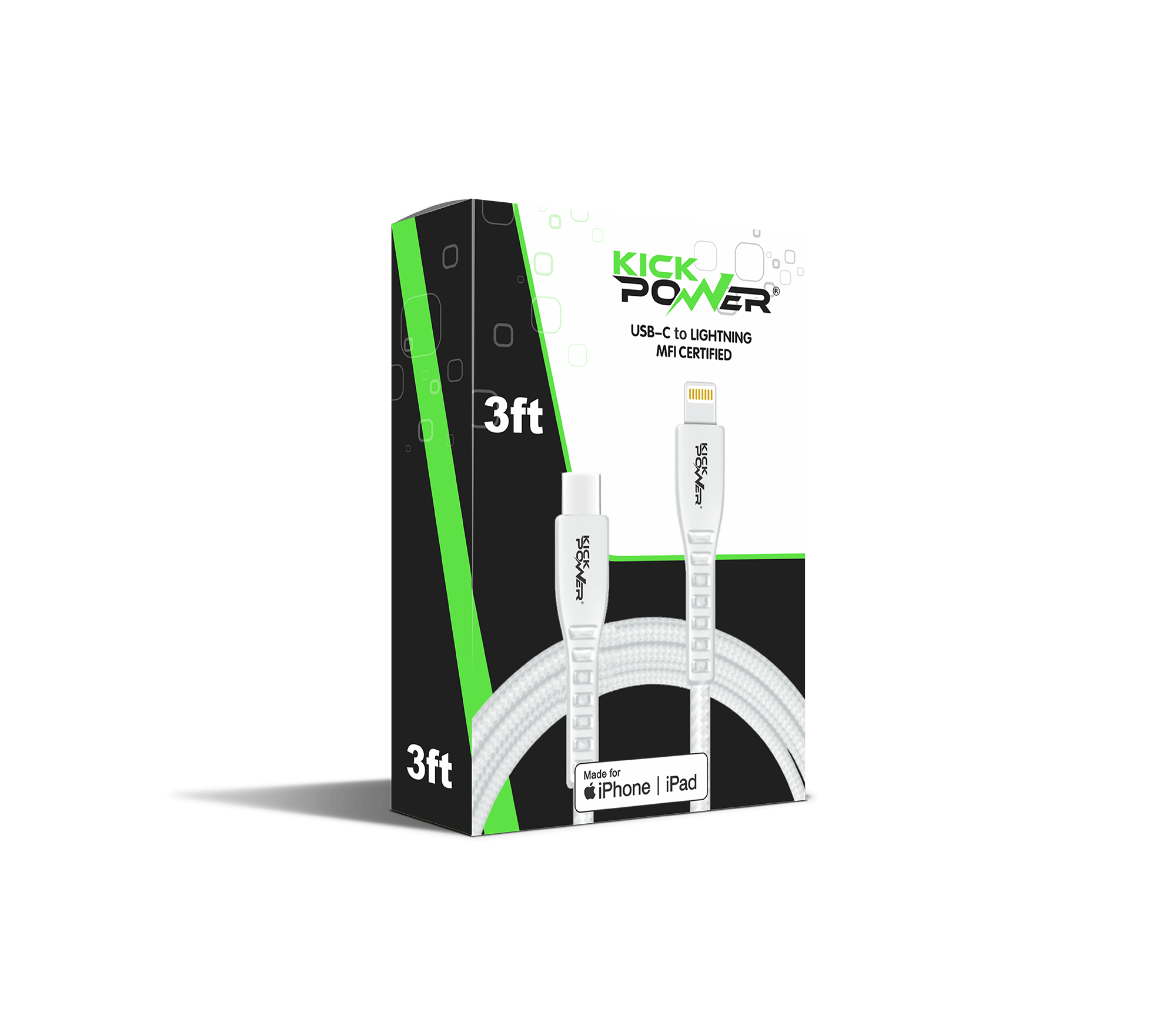 KICK POWER USB TO LIGHTNING CABLE 3FT