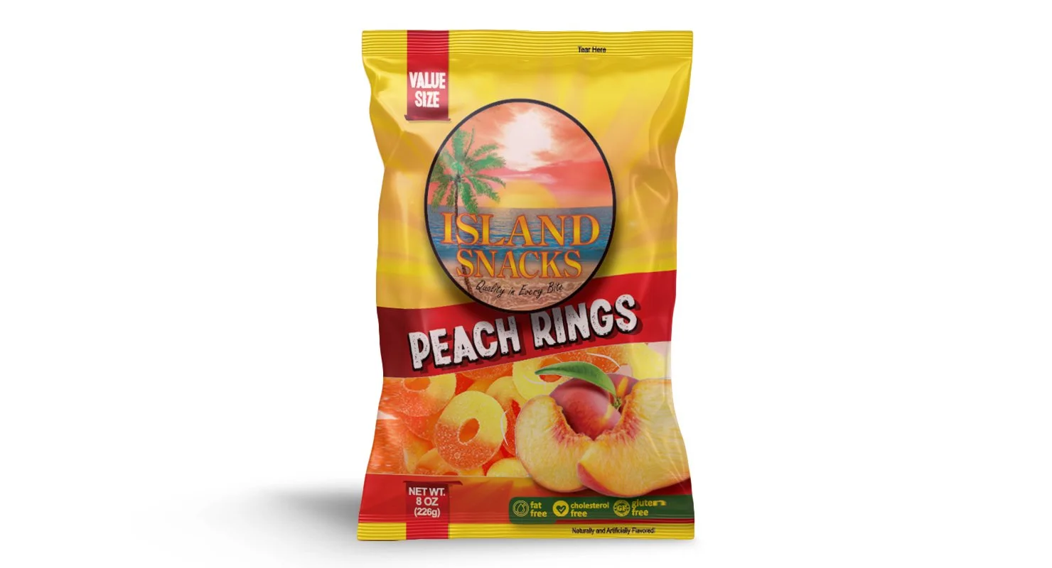 ISLAND SNACKS PEACH RINGS 7OZ