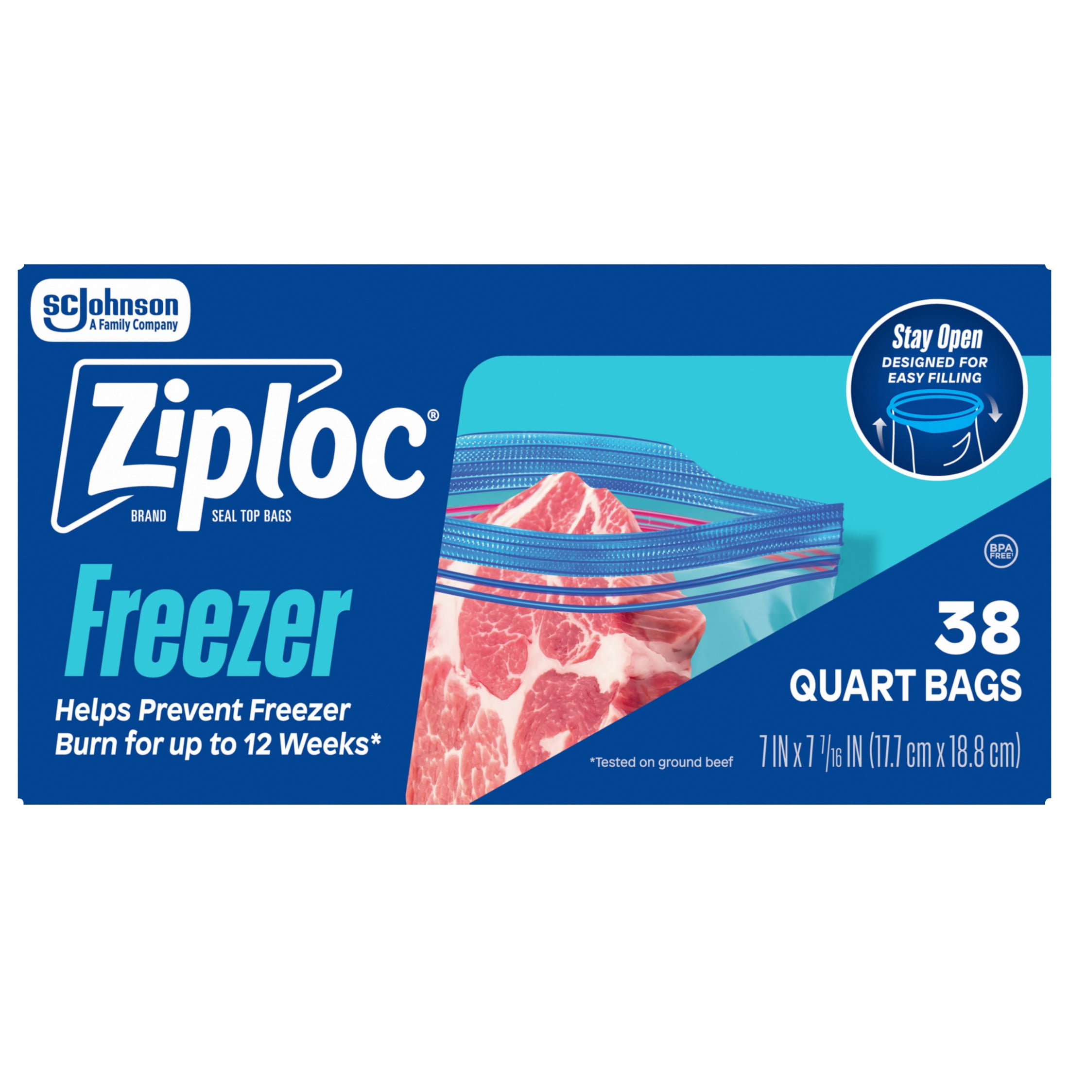 ZIPLOC BAGS FREEZER QUART 38P