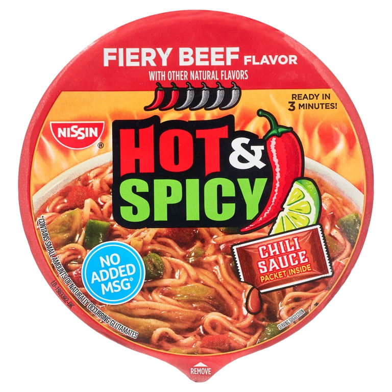 NISSIN HOT & SPICY FIERY BEEF 3.32OZ