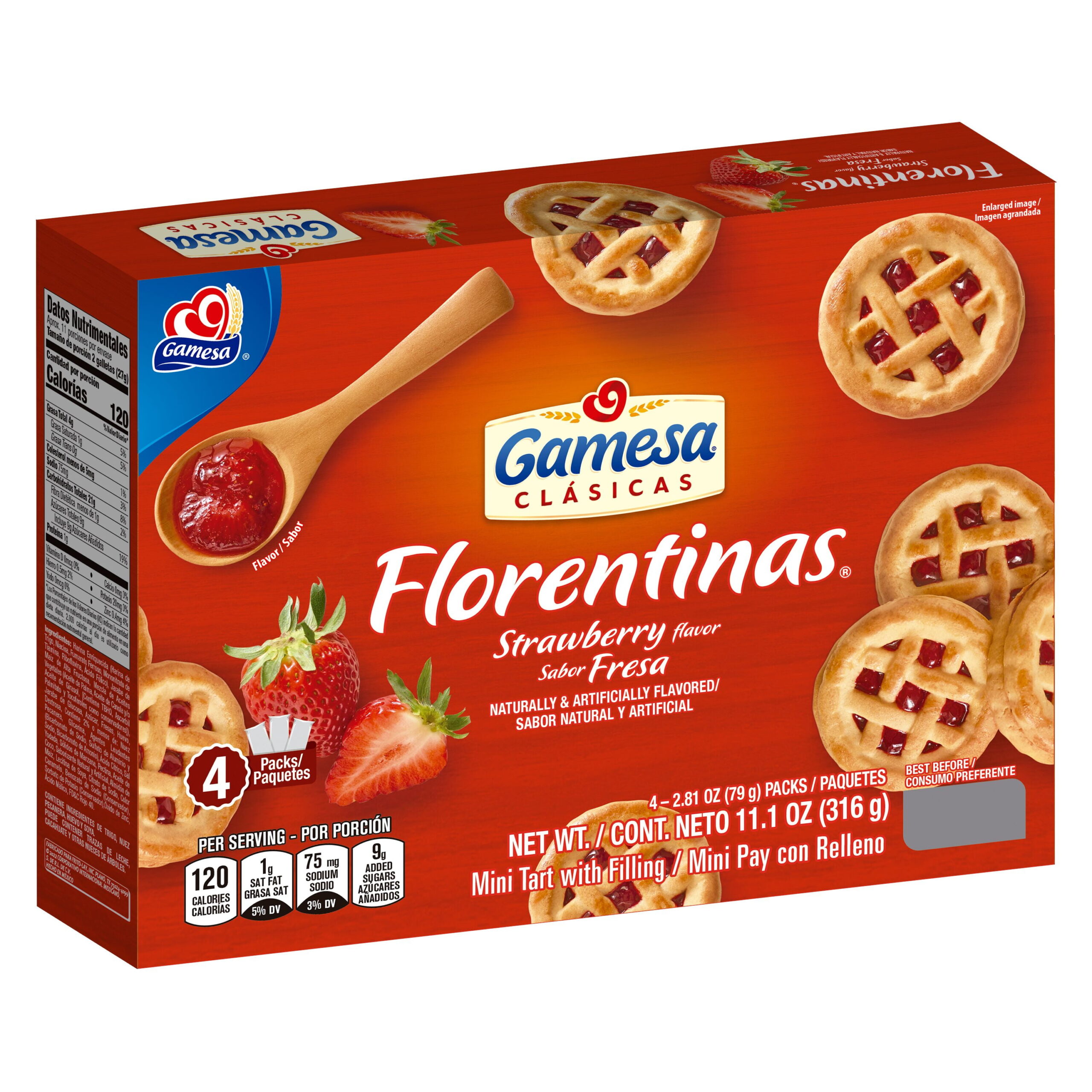 GAMESA FLORENTINAS STRAWBERRY 11.1OZ