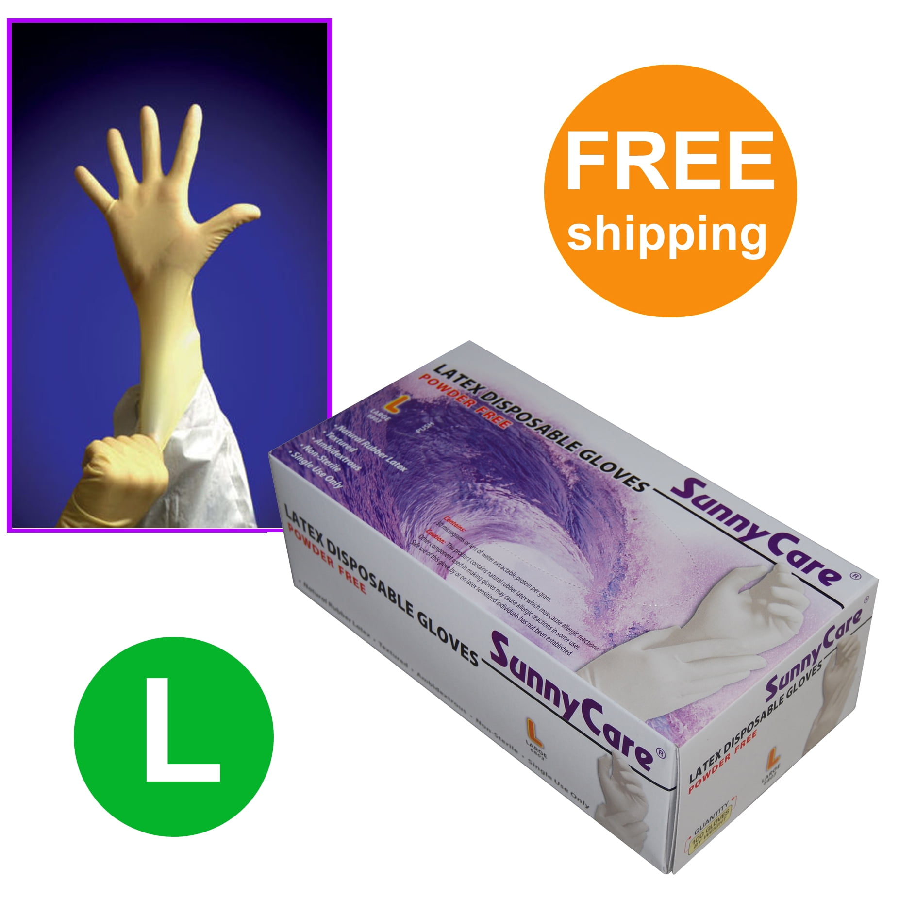 SUNNY CARE LATEX GLOVES LARGE 100P