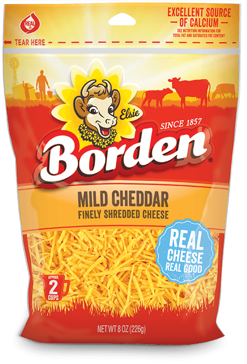 BORDEN MILD CHEDDAR SHREDDED 8OZ