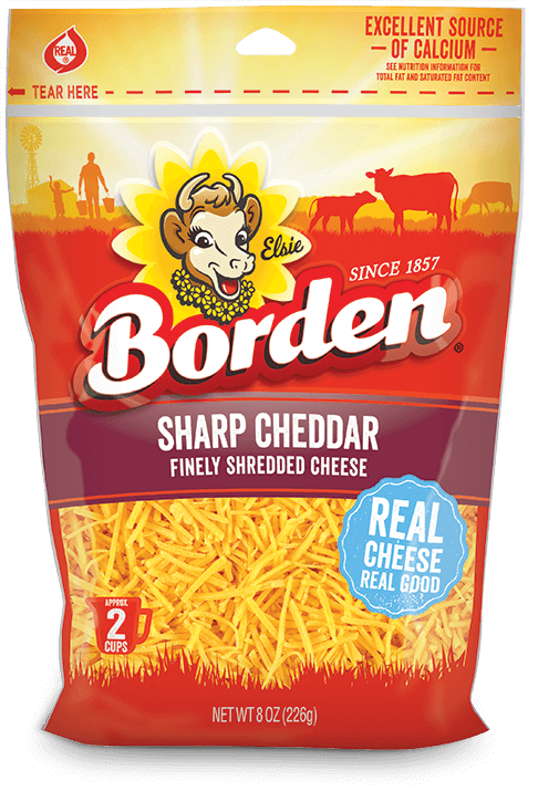 BORDEN SHARP CHEDDAR SHREDDED 8OZ