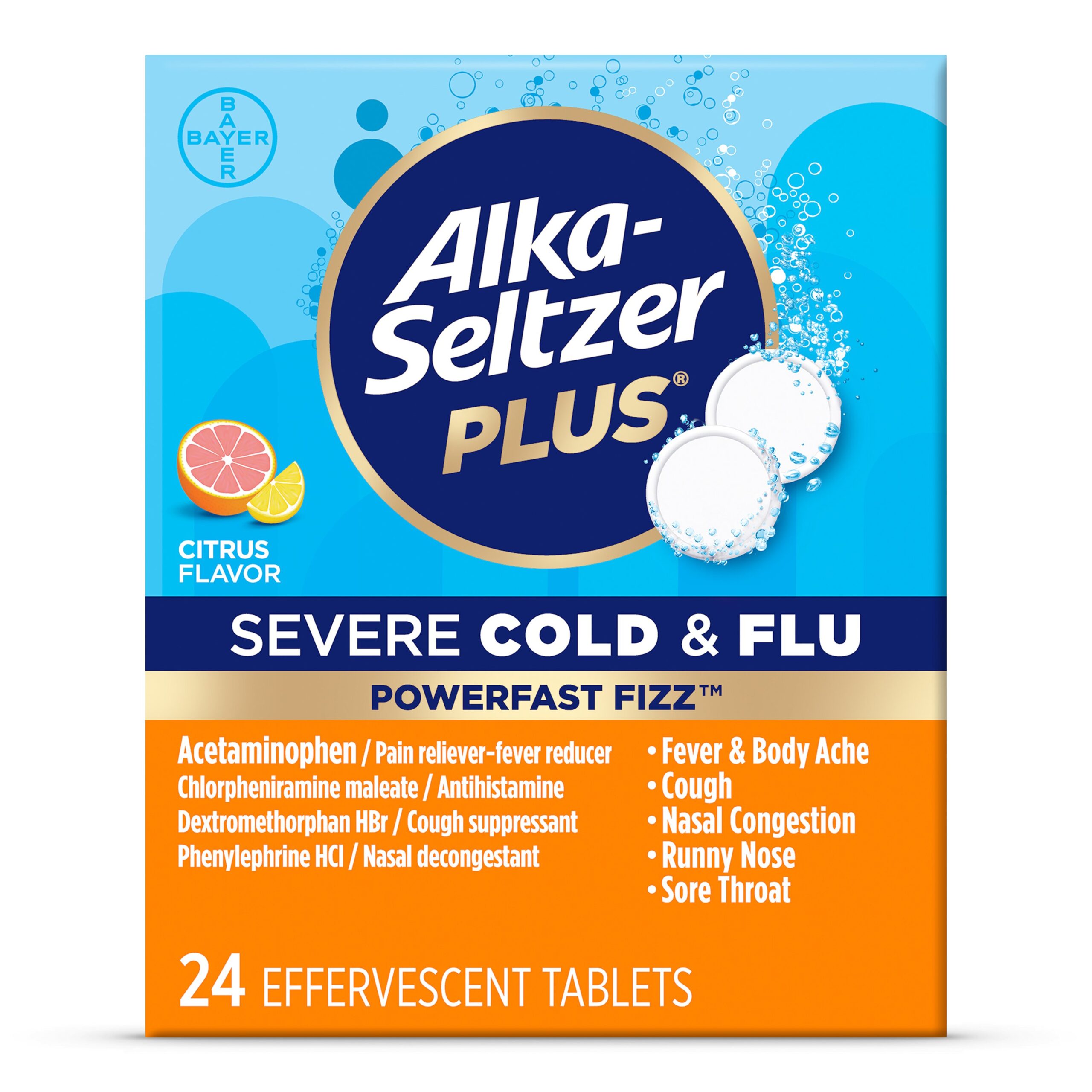 ALKA SELTZER PLUS SEVERE COLD & FLU CITRUS 24P