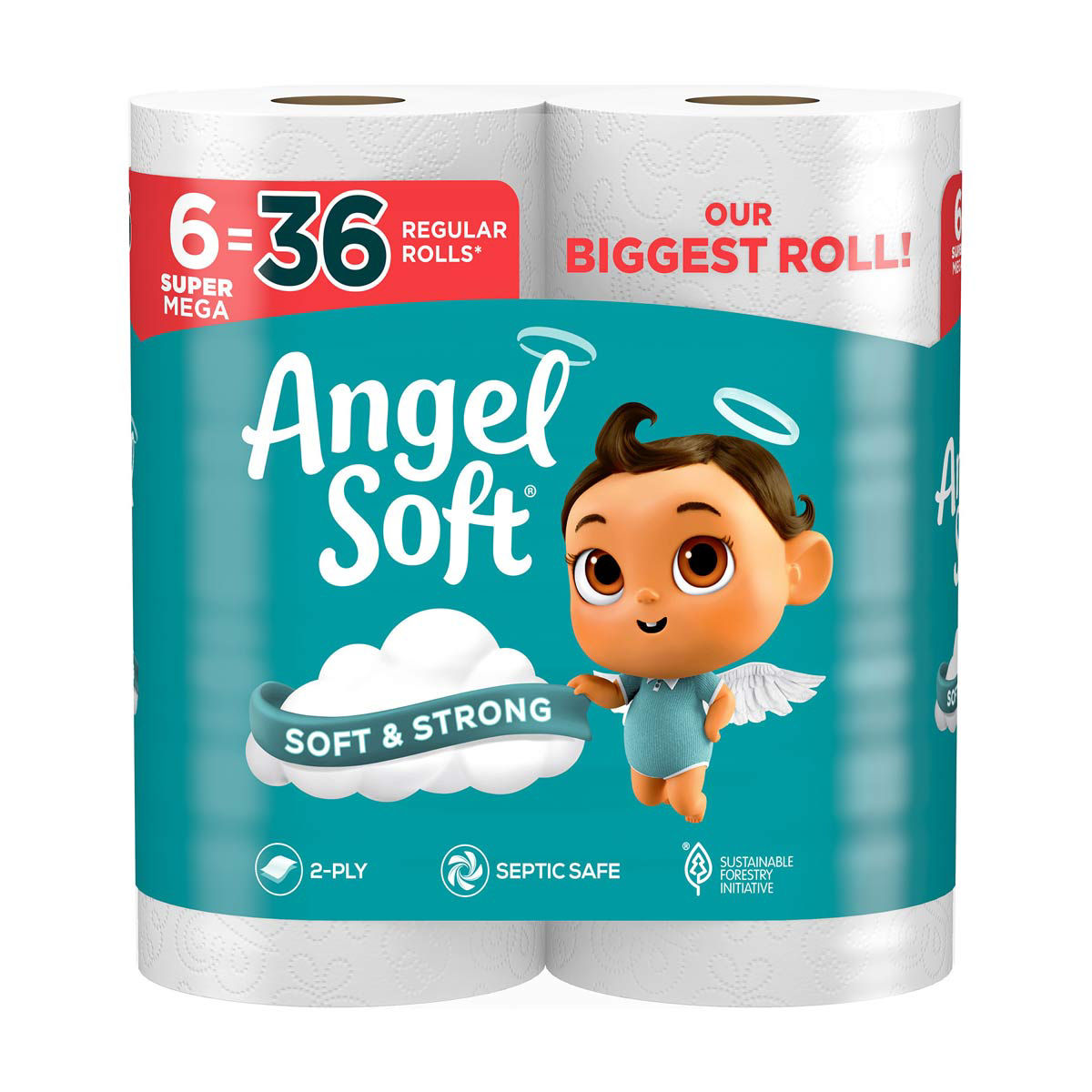 ANGEL SOFT BATHROOM TISSUE SUPER MEGA 6P