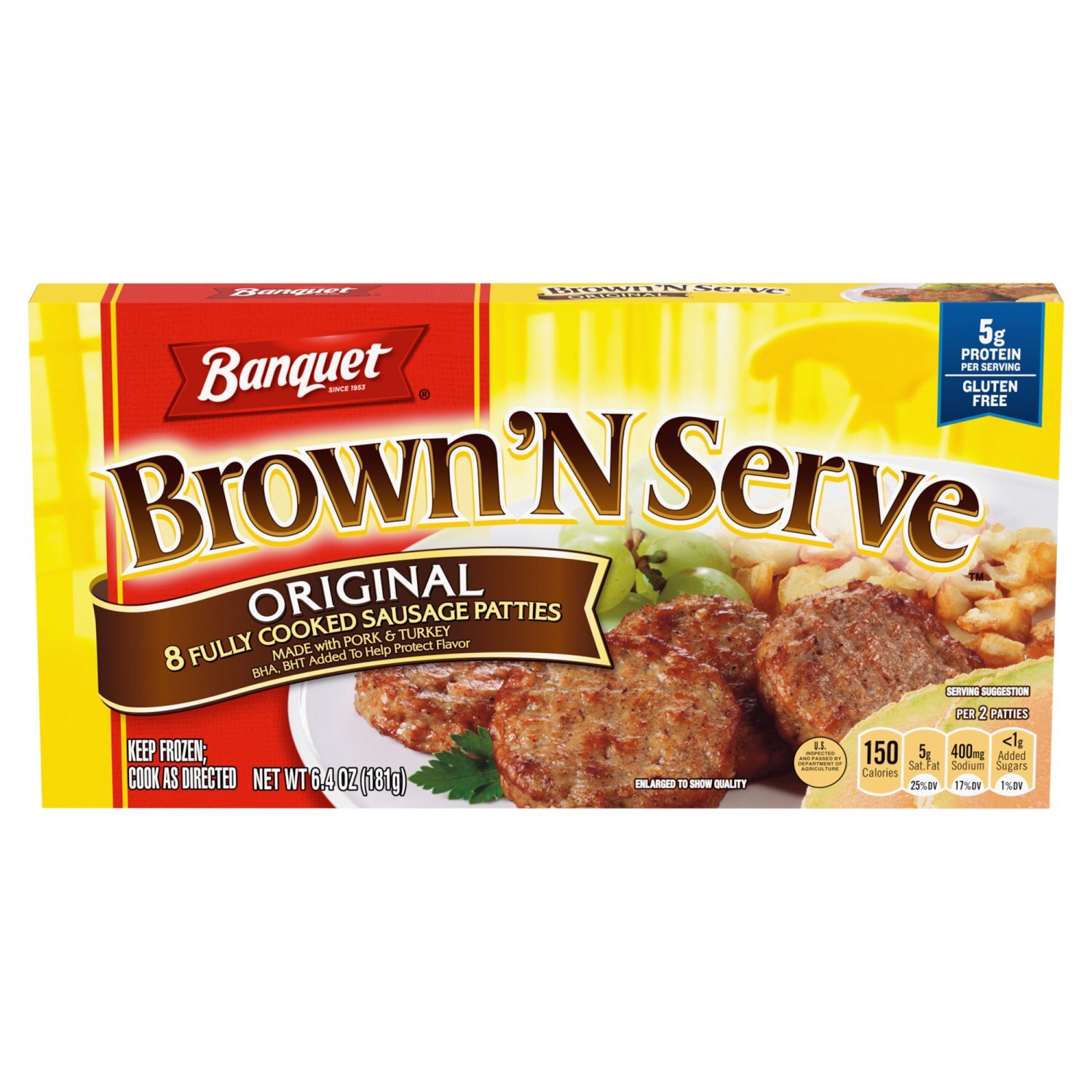 BANQUET SAUSAGE PATTIES ORIGINAL 8P