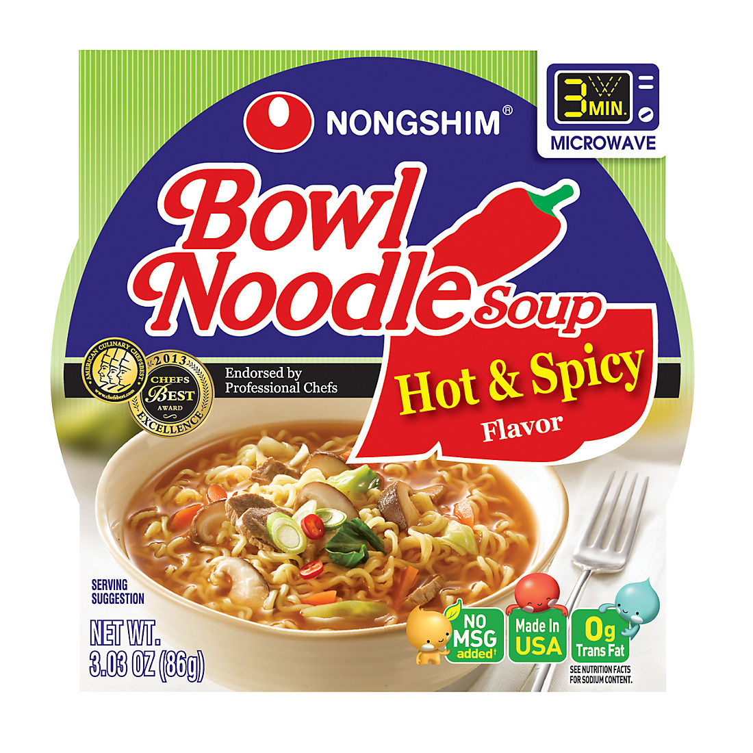 NONGSHIM BOWL NOODLE HOT & SPICY 12P