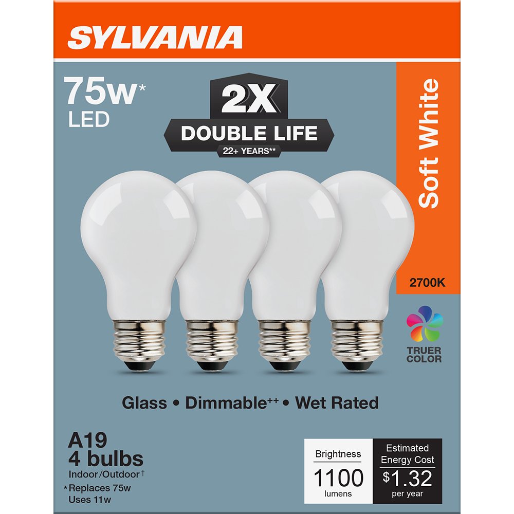 SYLVANIA LIGHTBULB SOFT WHITE 75W