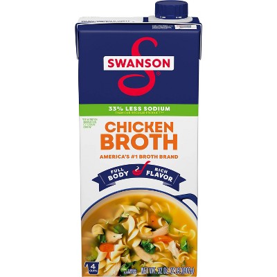SWANSON CHICKEN BROTH LESS SODIUM 32OZ