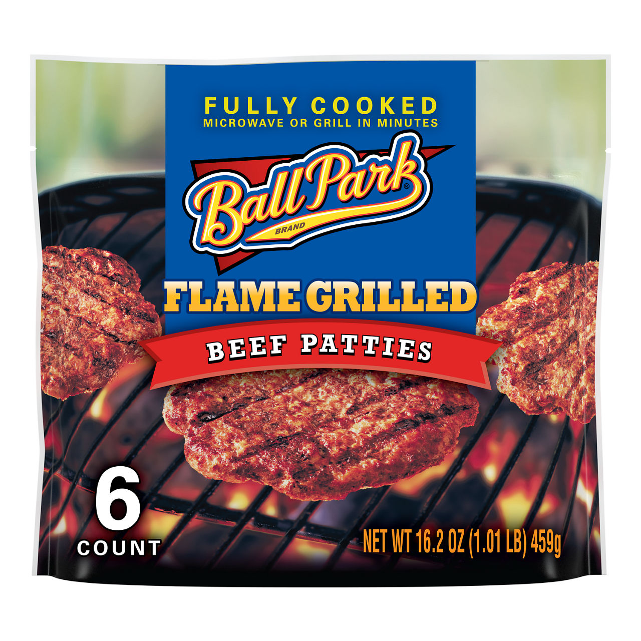BALL PARK BEEF PATTY FLAME GRILLED 6P
