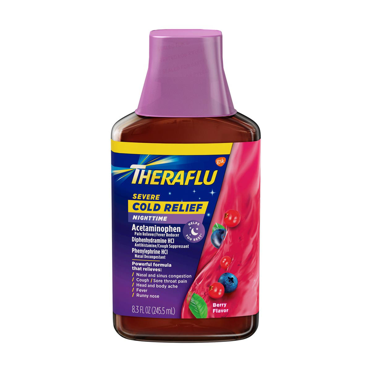 THERAFLU LIQUID SEVERE COLD RELIEF NIGHTTIME BERRY