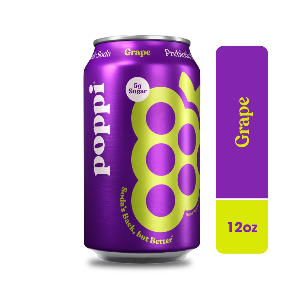 POPPI PREBIOTIC SODA GRAPE 12OZ