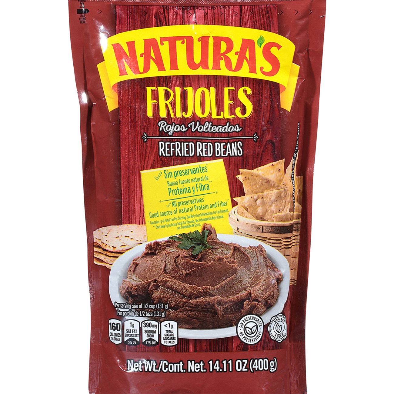 NATURAS REFRIED RED BEANS 14.11OZ