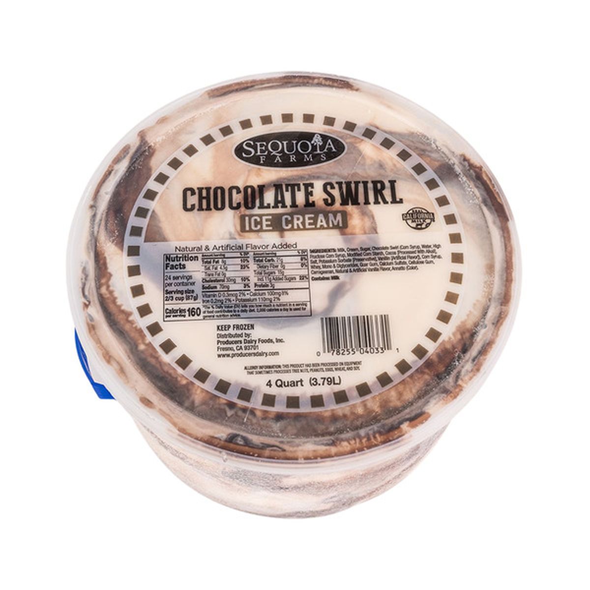 SEQUOIA FARMS CHOCOLATE ICE CREAM 4QT