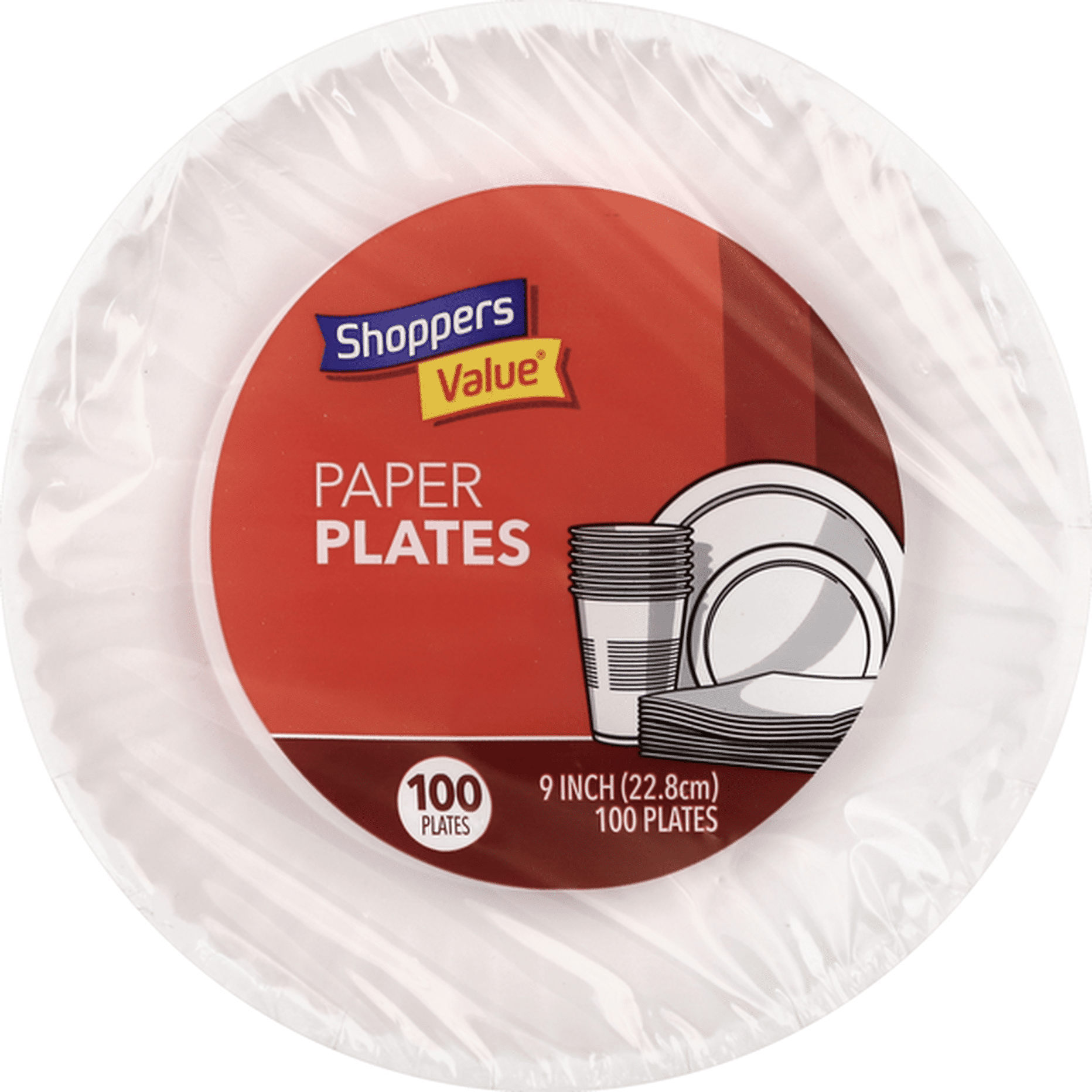 SHOPPERS VALUE PAPER PLATES 100P