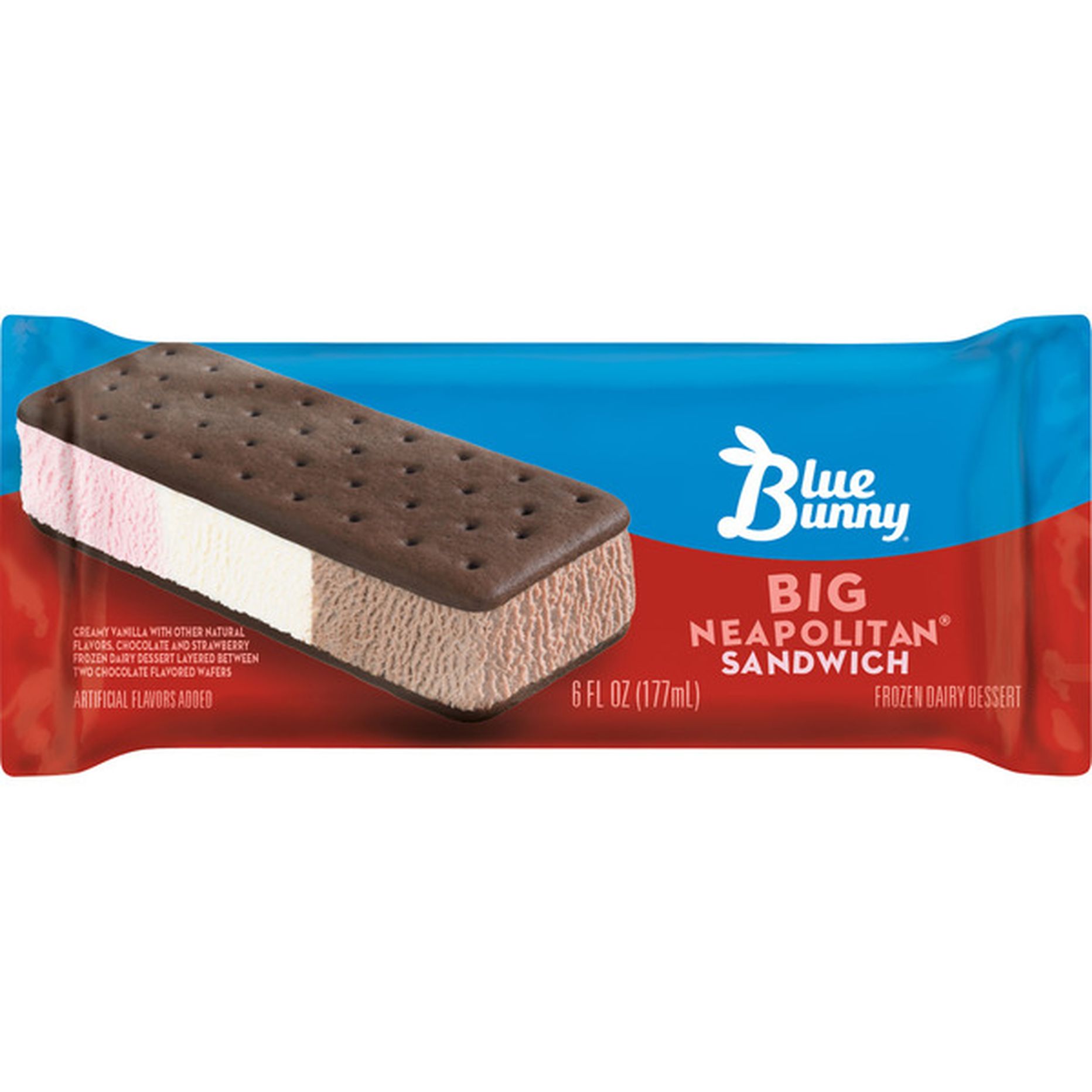BLUE BUNNY BIG NEAPOLITAN SANDWICH 6OZ