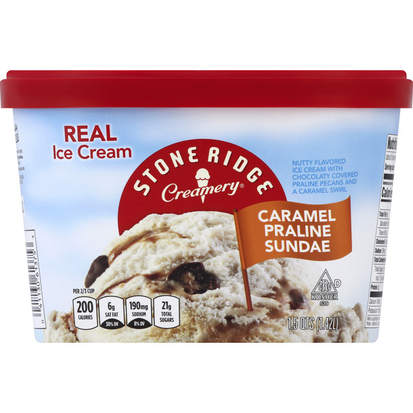 STONE RIDGE ICE CREAM CARAMEL PRALINE SUNDAE