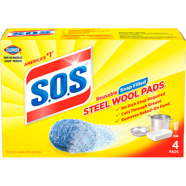 SOS STEEL WOOL PADS 4P