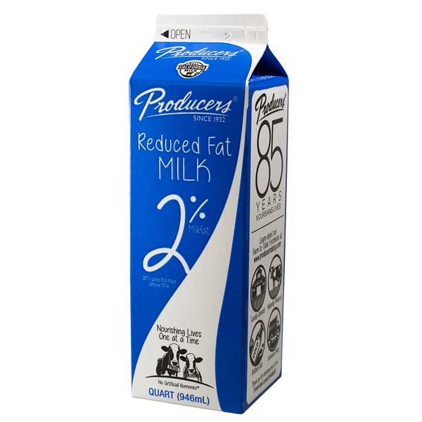 PRODUCERS 2% REDUCED FAT MILK 1QT