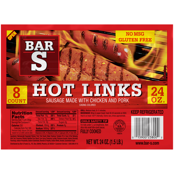 BAR S HOT LINKS SAUSAGES 4P 12OZ