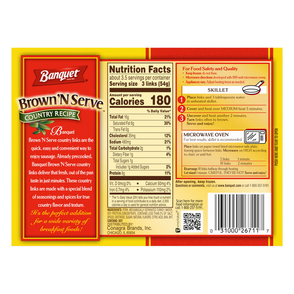 BANQUET SAUSAGE LINKS COUNTRY RECIPE 10P